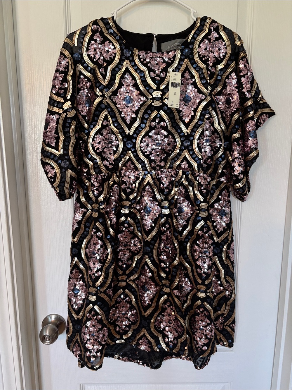 NWT by Anthropologie black & gold sequin dress. XS.